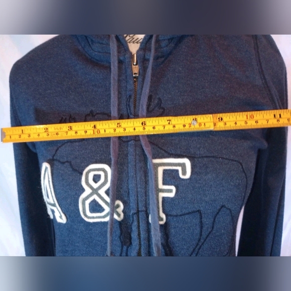Vtg Abercrombie & Fitch Muscle Fit Hoodie Navy Blue Y2K L - Picture 11 of 11